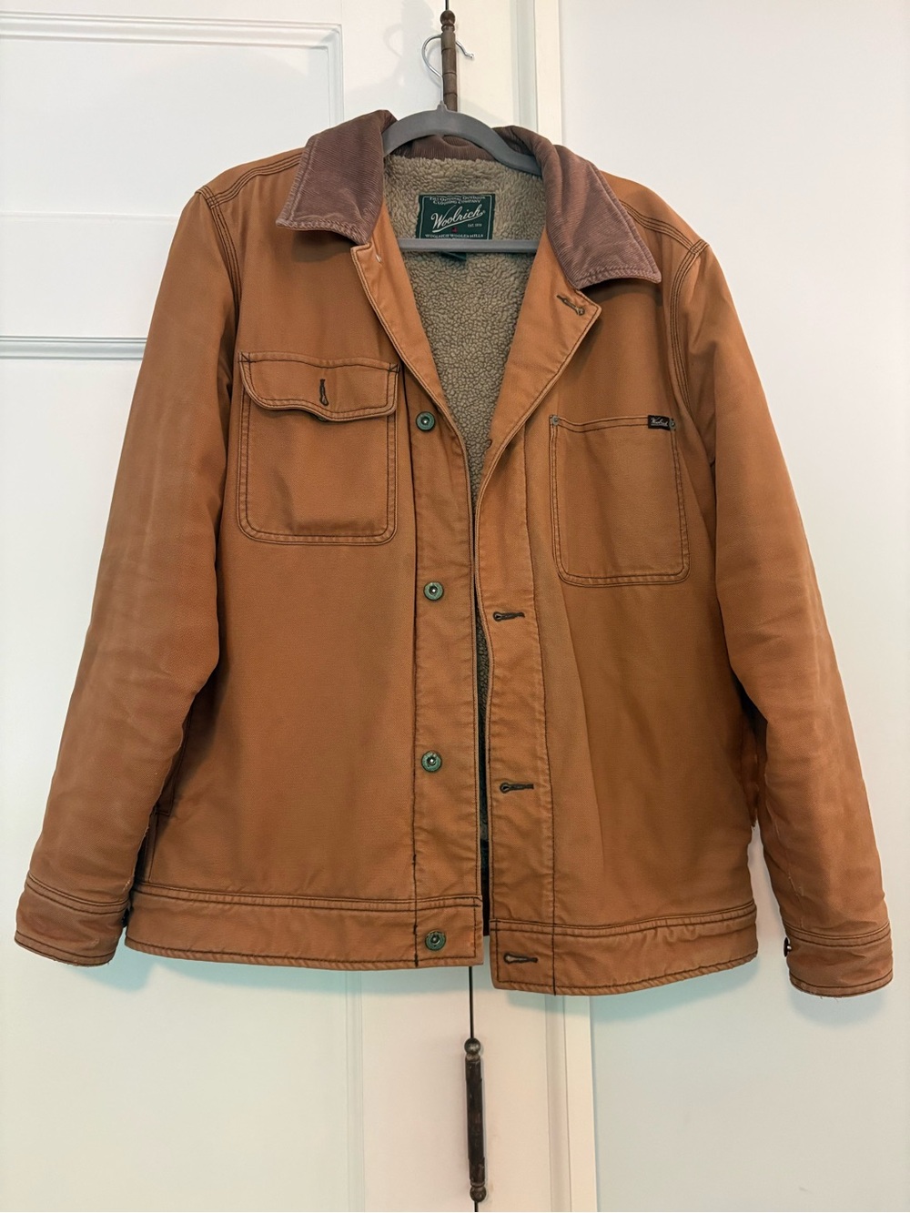 Woolrich Men's Tan Brown Sherpa-Lined Field Jacket
